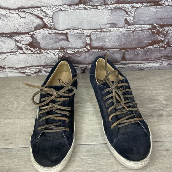 Freebird Dark Blue and Light Tan lace up sneakers shoes women sz 5M US/35EU - Picture 2 of 13